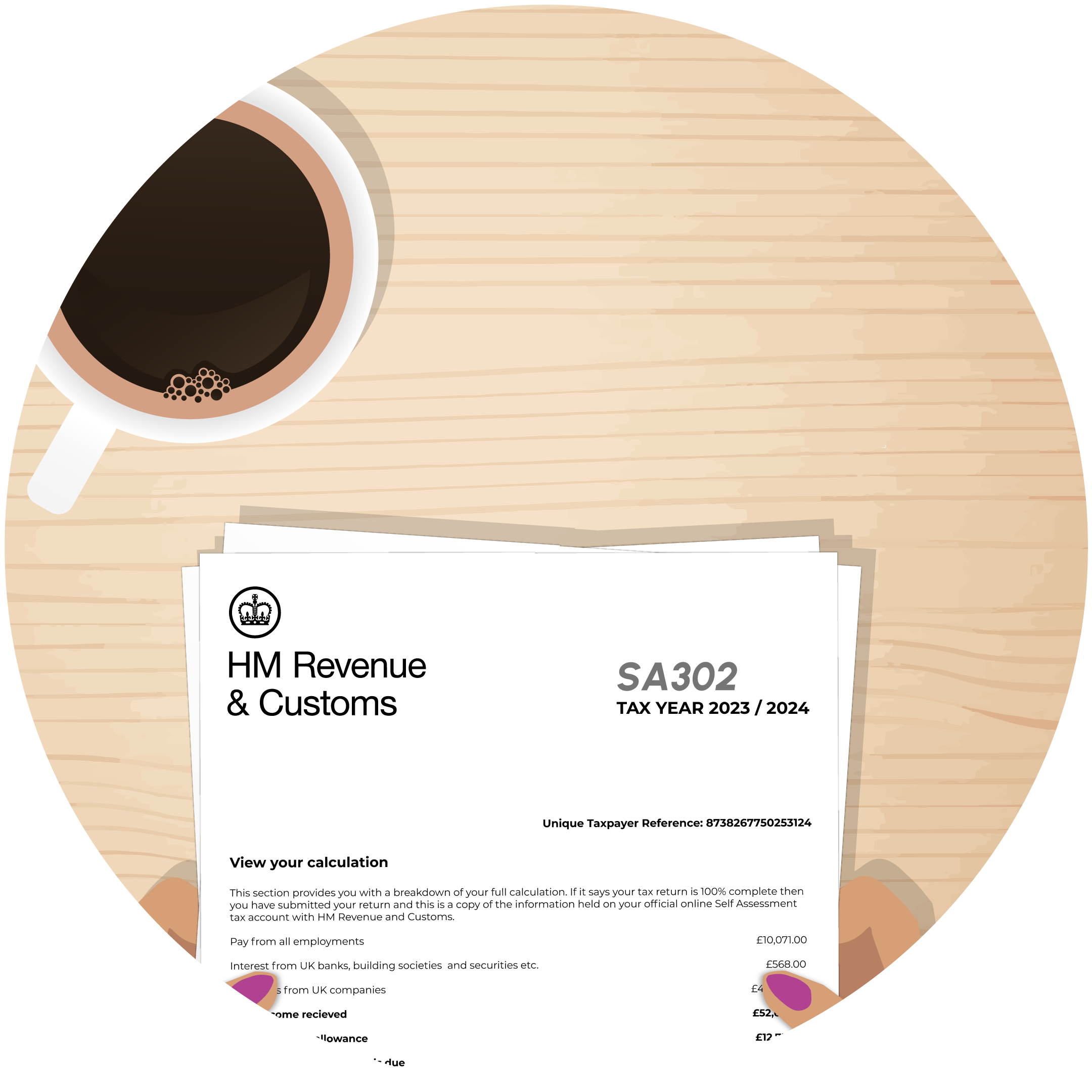 A woman holding some tax forms for the self-employed.